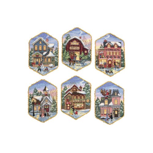(image for) Gold Collection Christmas Village Ornaments Counted Cross Stitch